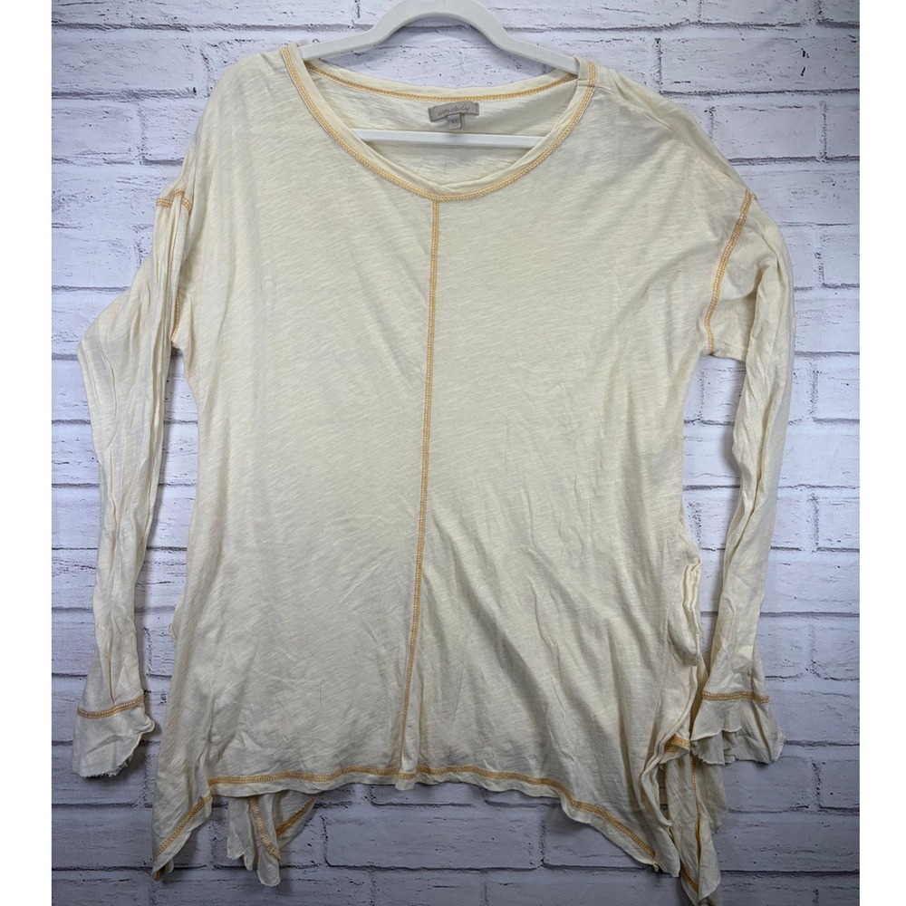 Wonderly Creamy Yellow Long-Sleeve Slub Knit Tunic Top Women's Size XL Boho